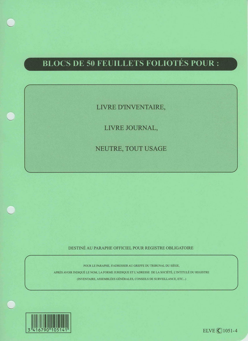 Recharge reliure juridique de 50 feuillets numérotés - Ref : 10514