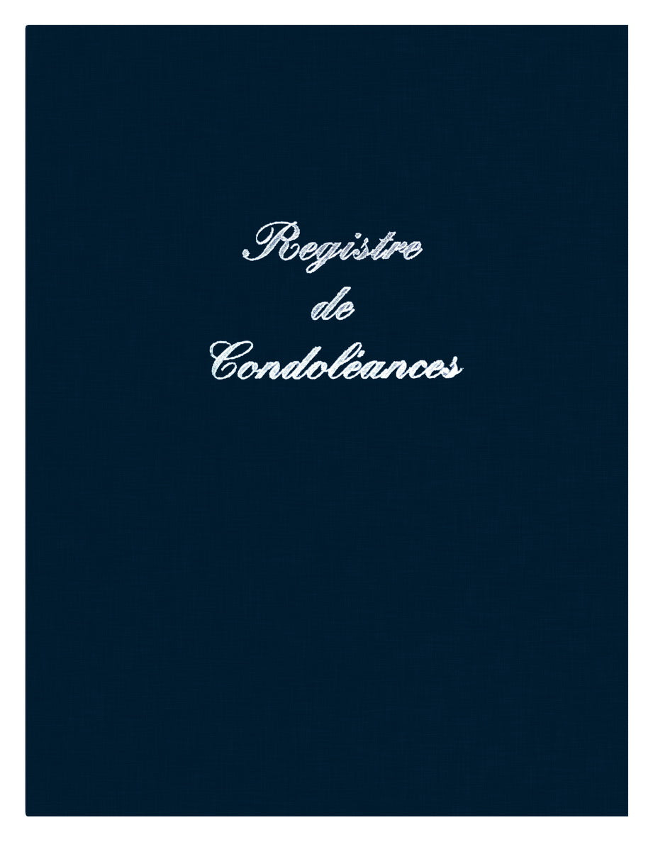 Ref: 1201 - Piqûre Condoléances couverture souple bleue 24 pages 320x240. Permet d'écrire 115 messages de sympathie
