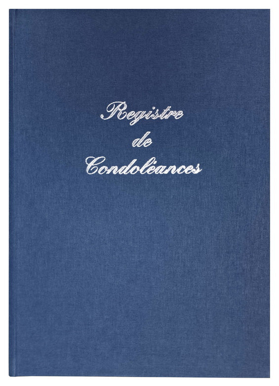 Ref: 1211 - Registre Condoléances pleine toile Bleue 24 pages 320x240. Permet d'écrire 115 messages de sympathie