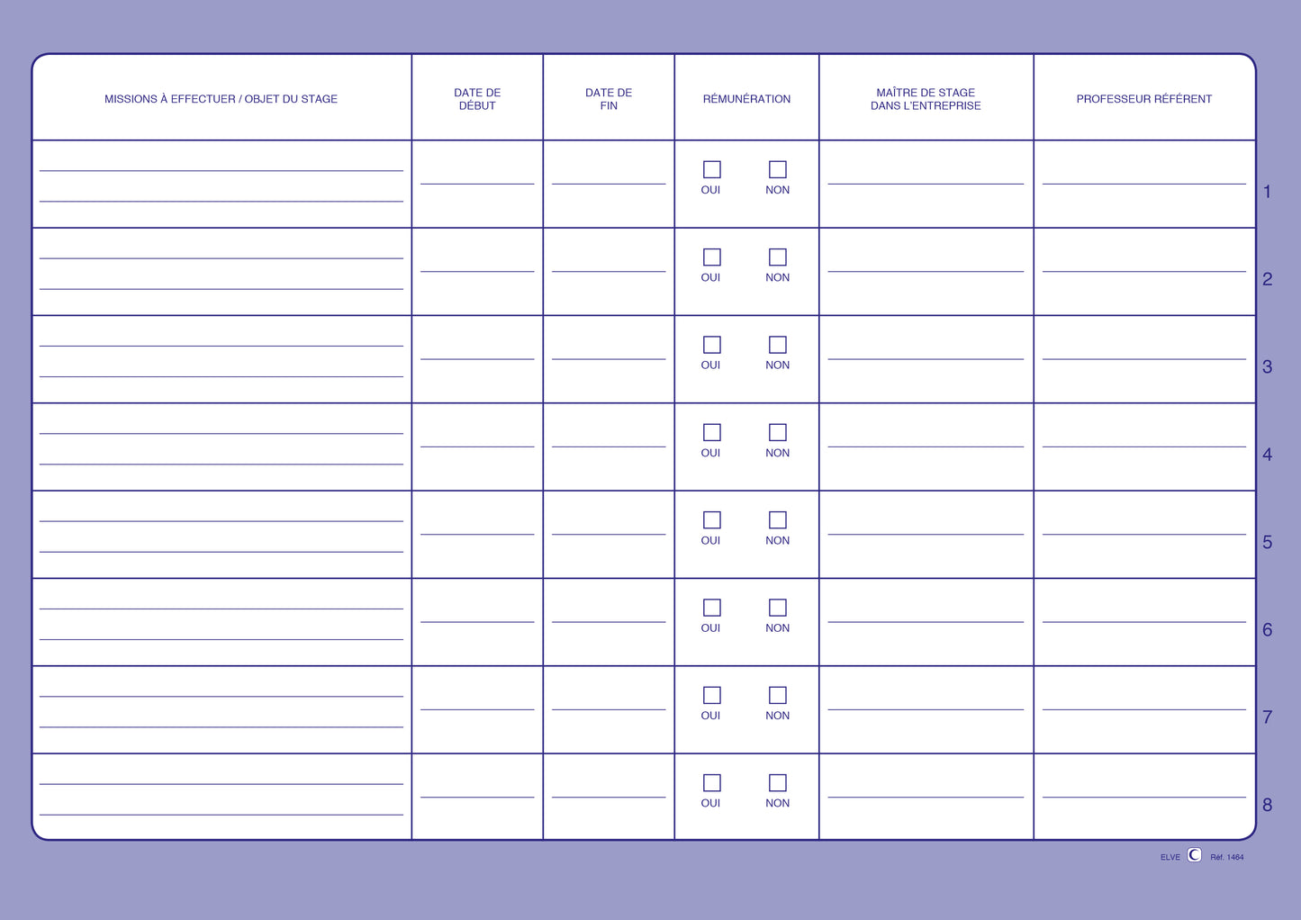 Registre unique du personnel - Stagiaires - Ref: 1464