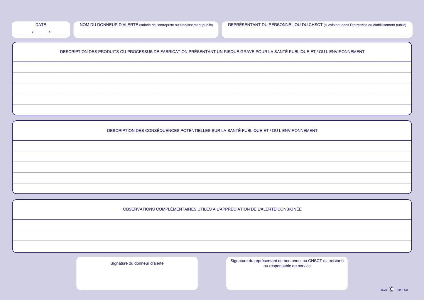 Registre des alertes - Ref : 1472