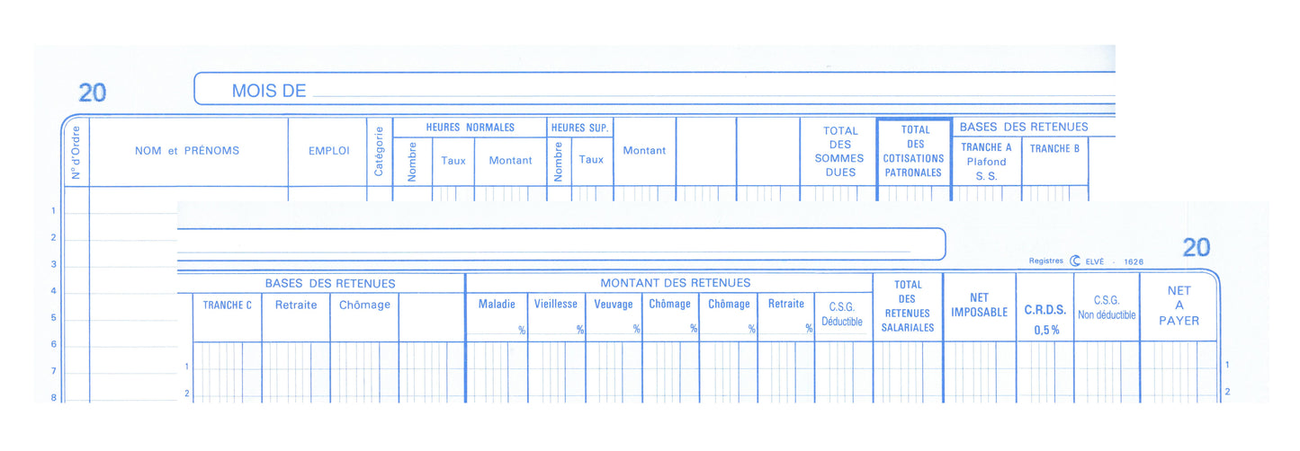 Livre de paye par huitaine quinzaine - Ref : 1626