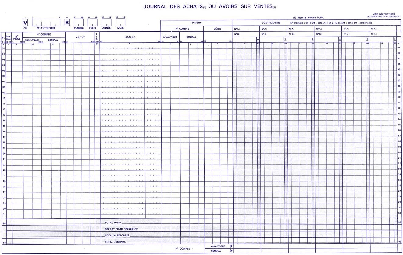 Ref: 19545 - Carnet "Journal de Trésorerie - achats ou avoirs sur ventes" - 297 x 476 - 25 dupli - Vendu par 5