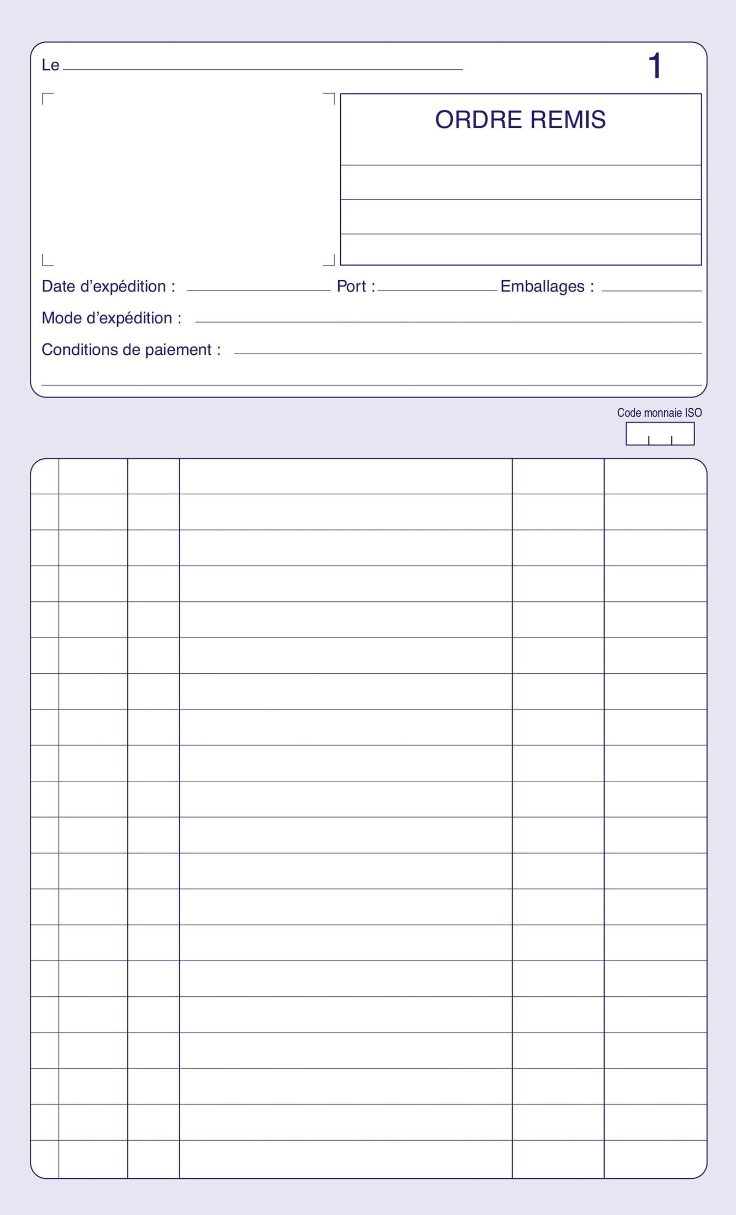 Ref: 2114 - Carnet "Ordres" - A5 - 50 tripli - vendu par 10