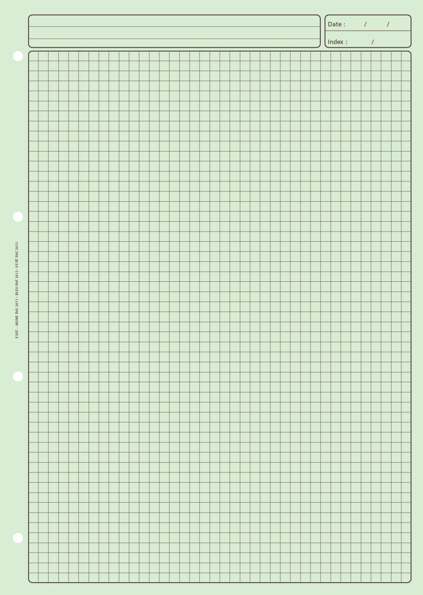 Bloc d'écriture quadrillé - Ref : 2613