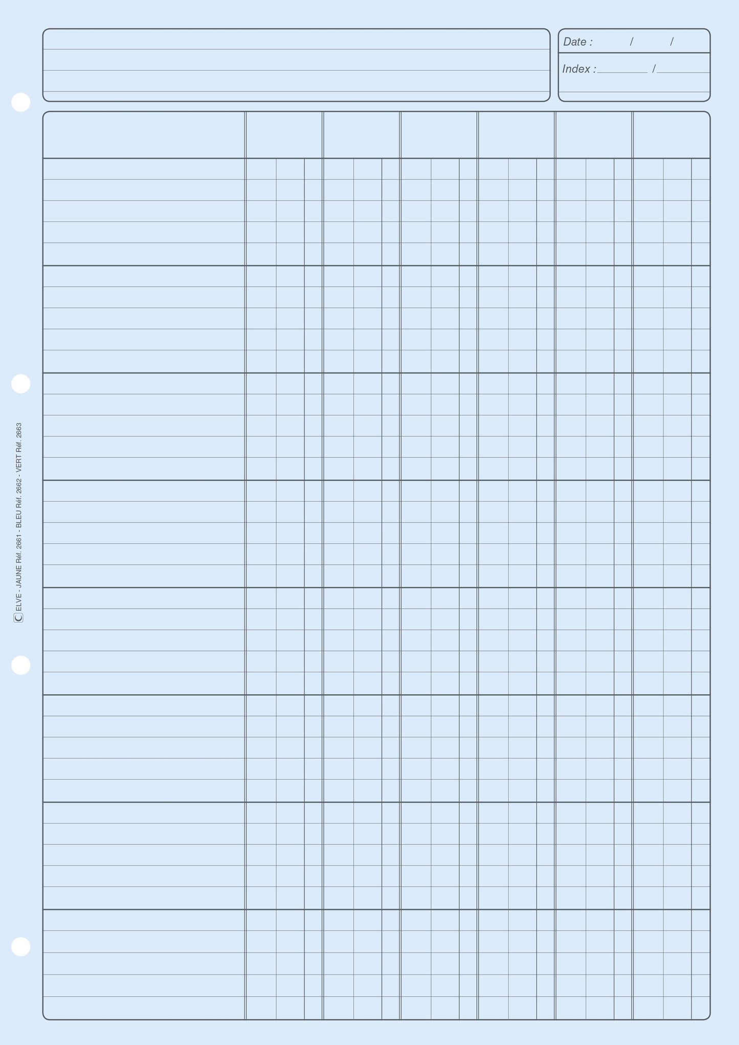 Bloc Audit 6 colonnes - Ref : 2662