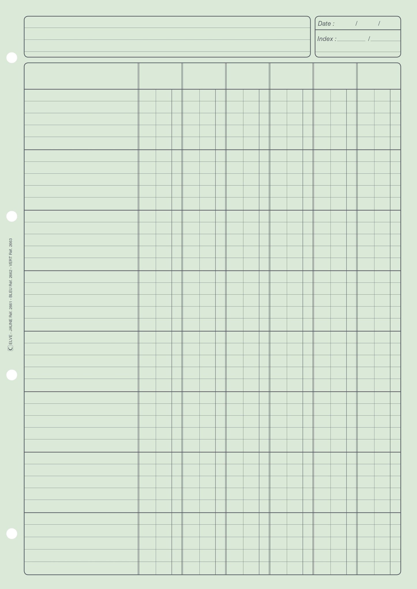 Bloc Audit 6 colonnes - Ref : 2663