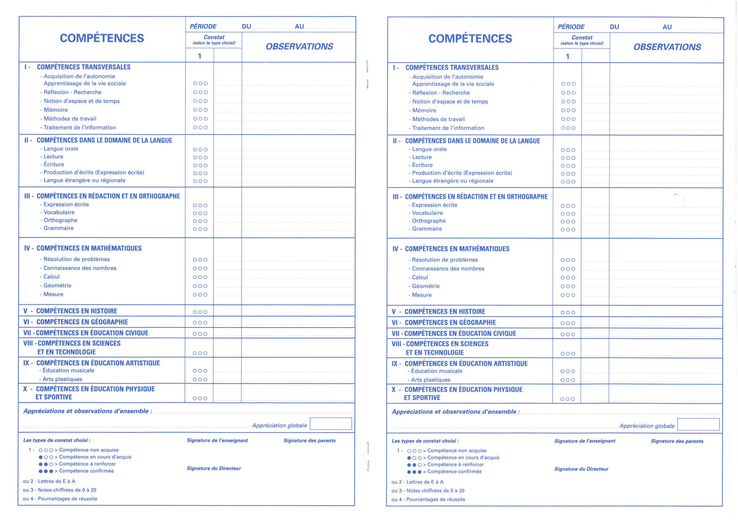 Registre livret scolaire d'évaluation Cycle 3 - Ref : 36701