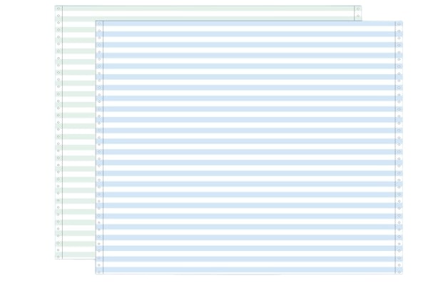 Ref: 38112 - Listing autocopiant - 380x11'' (soit 280 mm) - 56-57gr bleu-vert - Bandes caroll fixes - 2 plis