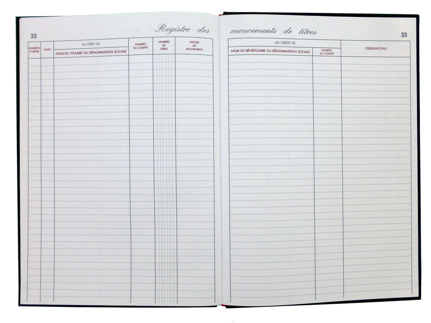 Registre des mouvements de titres - Ref : 411