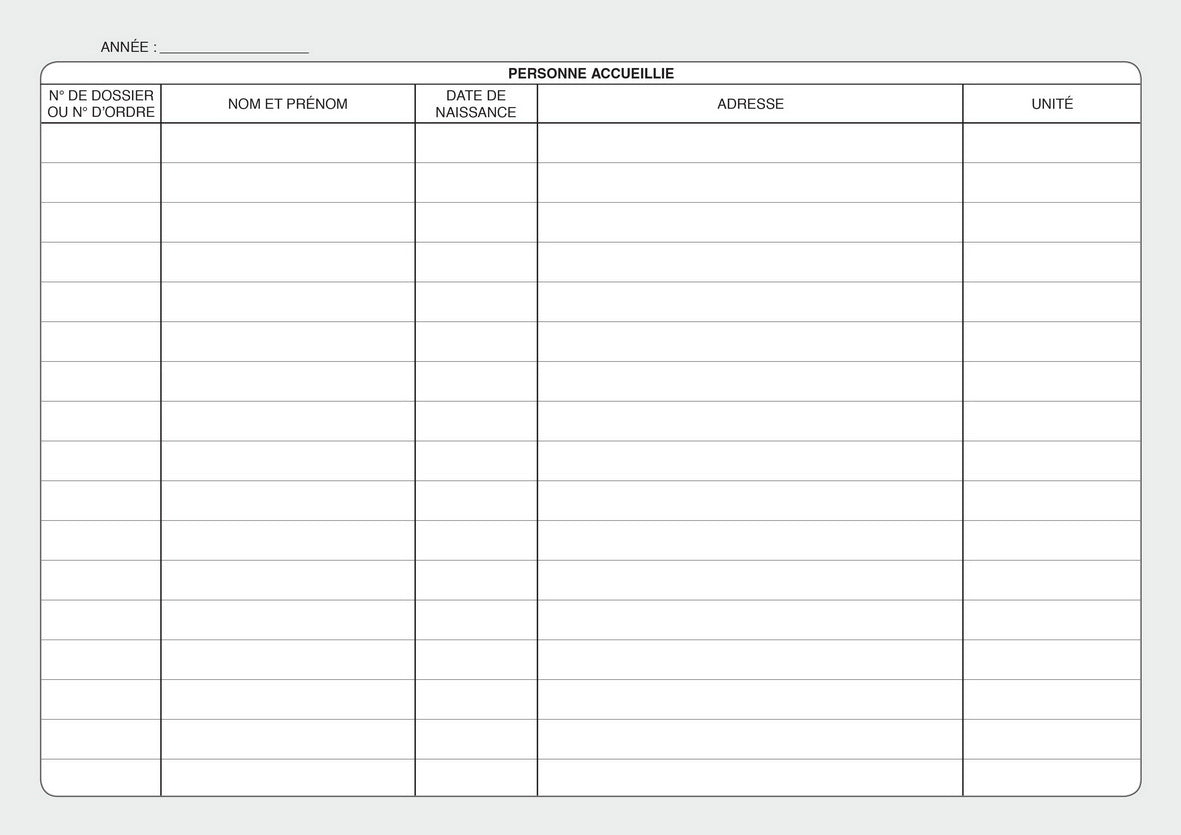 Ref: 44004 - Registre des entrées et sorties des résidents dans l'EHPAD 210x297 96 pages