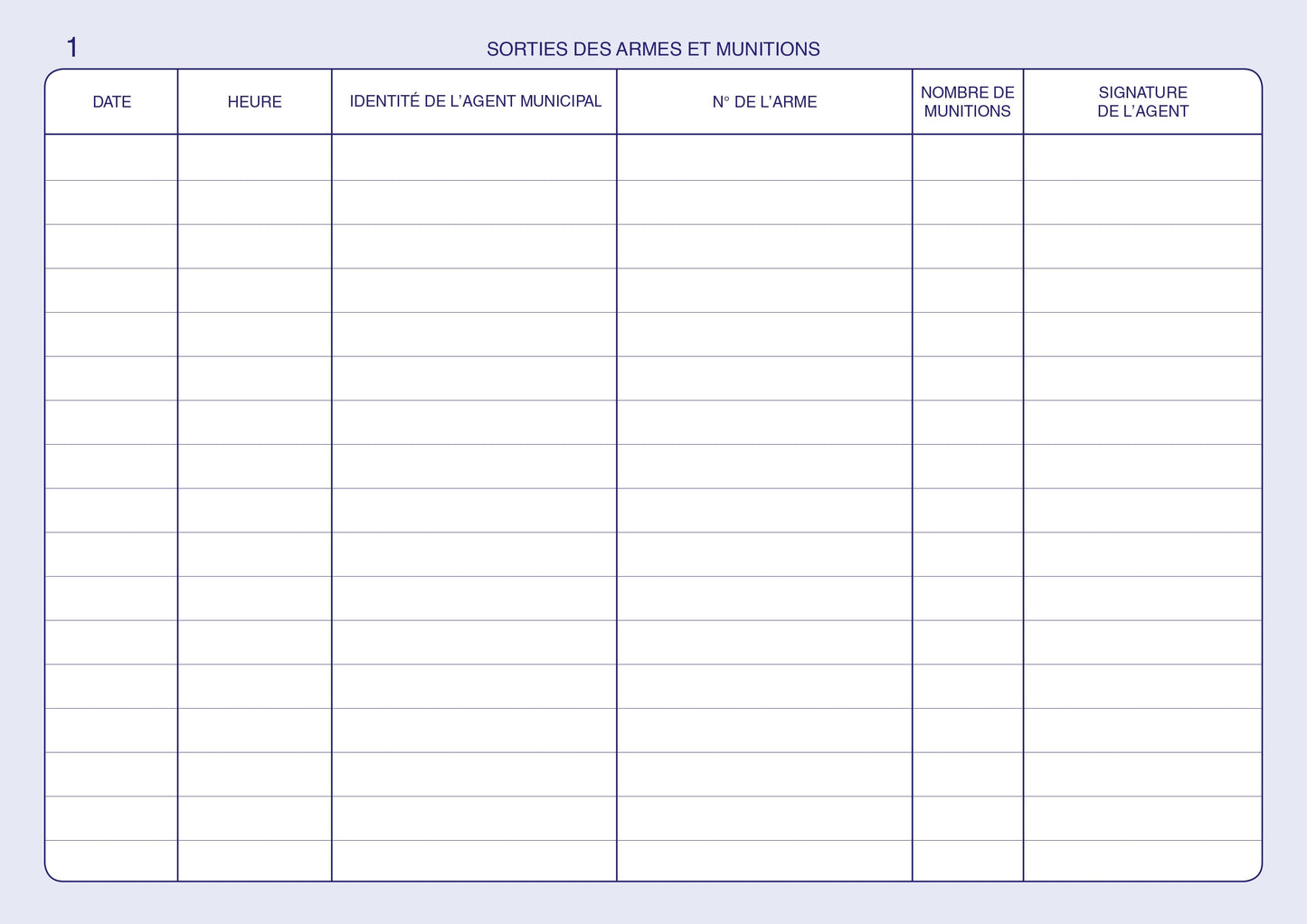 Ref: 45004 - Registre Police municipale : ARMES ET MUNITIONS - 210x297 - 96 pages