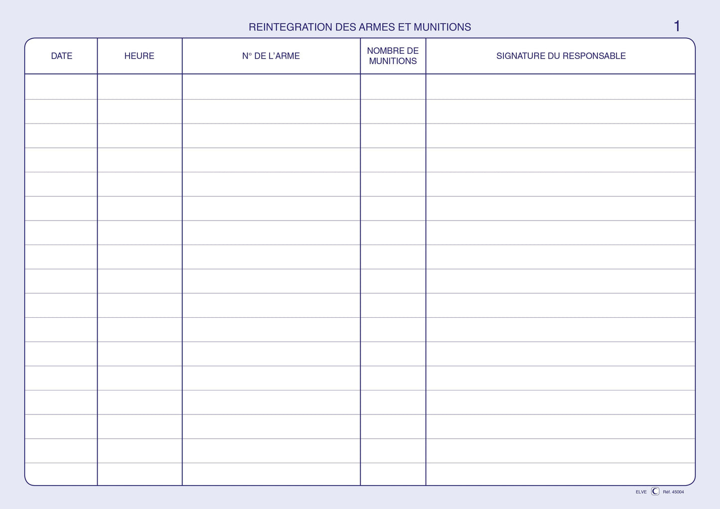 Ref: 45004 - Registre Police municipale : ARMES ET MUNITIONS - 210x297 - 96 pages
