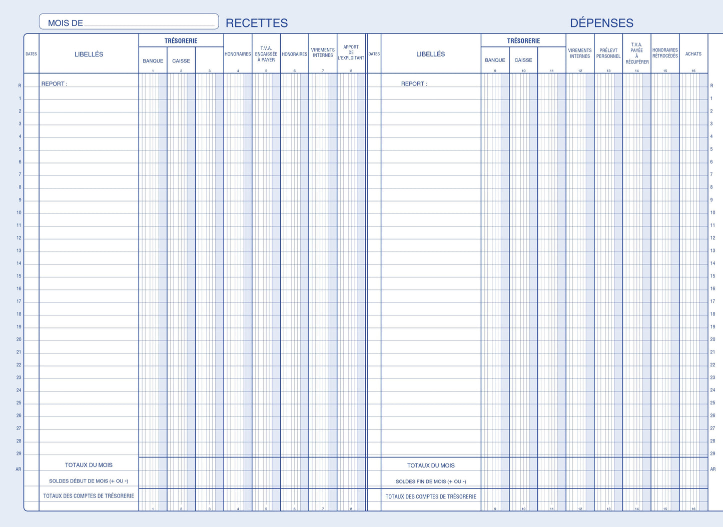Ref: 97381 - Piqûre "Journal Recettes-dépenses pour professions libérales" - 270 x 370 - 80 pages