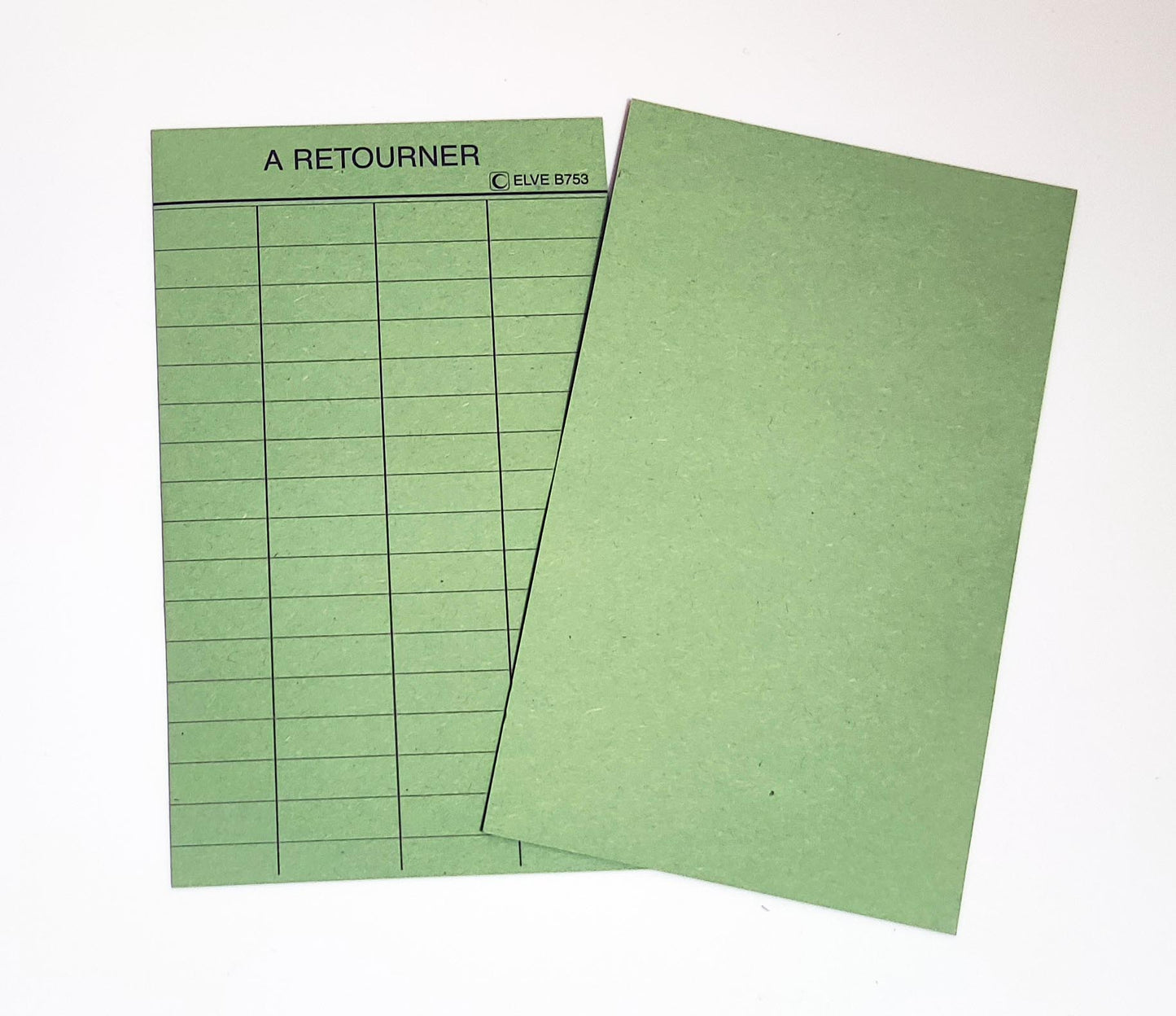 Fiches Bristol Bibliothèque Vert "A RETOURNER" - Ref : B753V