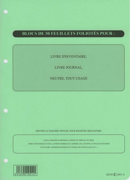Recharge reliure juridique de 50 feuillets numérotés - Ref : 10514