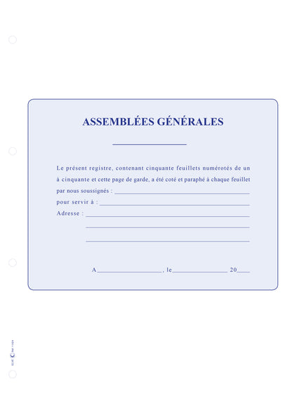 Recharges 3 en 1 avec 50 feuillets Assemblées Générales - Ref : 11024