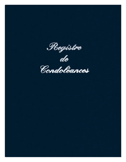 Ref: 1201 - Piqûre Condoléances couverture souple bleue 24 pages 320x240. Permet d'écrire 115 messages de sympathie