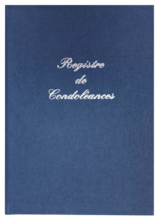 Ref: 1211 - Registre Condoléances pleine toile Bleue 24 pages 320x240. Permet d'écrire 115 messages de sympathie
