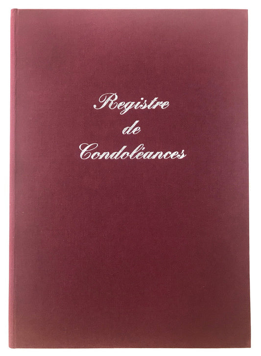 Ref: 1212 - Registre Condoléances pleine toile Bordeaux 24 pages 320x240. Permet d'écrire 115 messages de sympathie