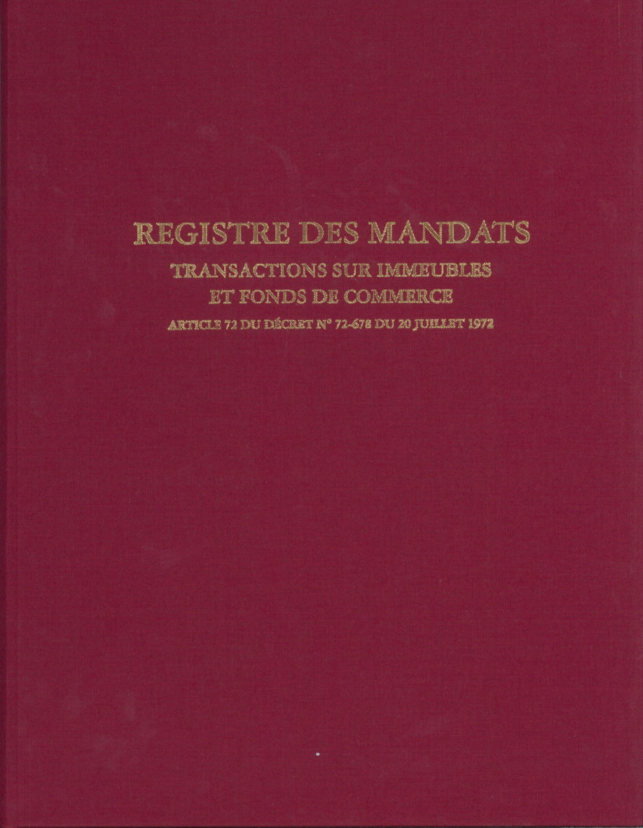 Registre Mandat transaction immeuble & fonds de commerce - Ref: 1410
