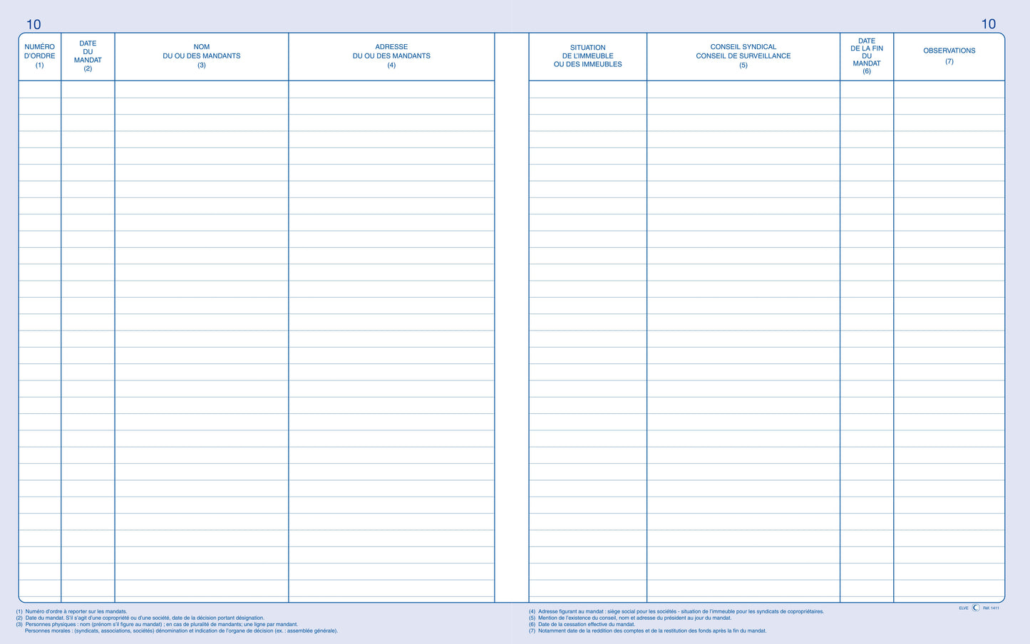 Registre Mandat gestion immobilière - Ref: 1411