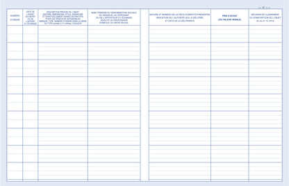 Registre d'objets mobilier antiquaires et brocanteurs - Ref : 1413