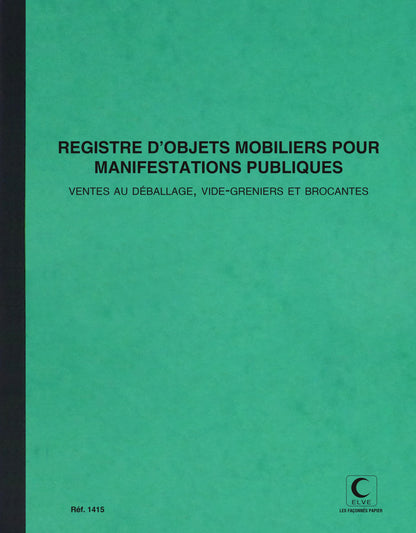 Registre d'objets mobiliers pour manifestations publiques - Réf : 1415