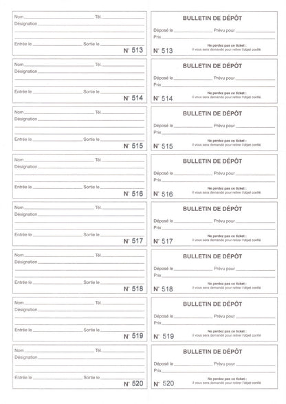 Registre bulletins de dépôt simple - Réf: 14192