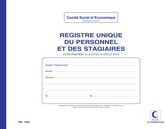 Registre unique du personnel - Stagiaires - Ref: 1464