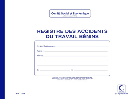 Registre des accidents du travail bénins - Ref : 1468