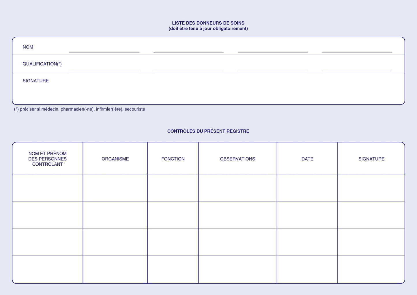 Registre des accidents du travail bénins - Ref : 1468