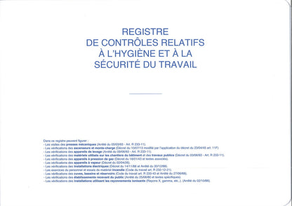 Registre contrôle technique et sécurité - Ref: 1469