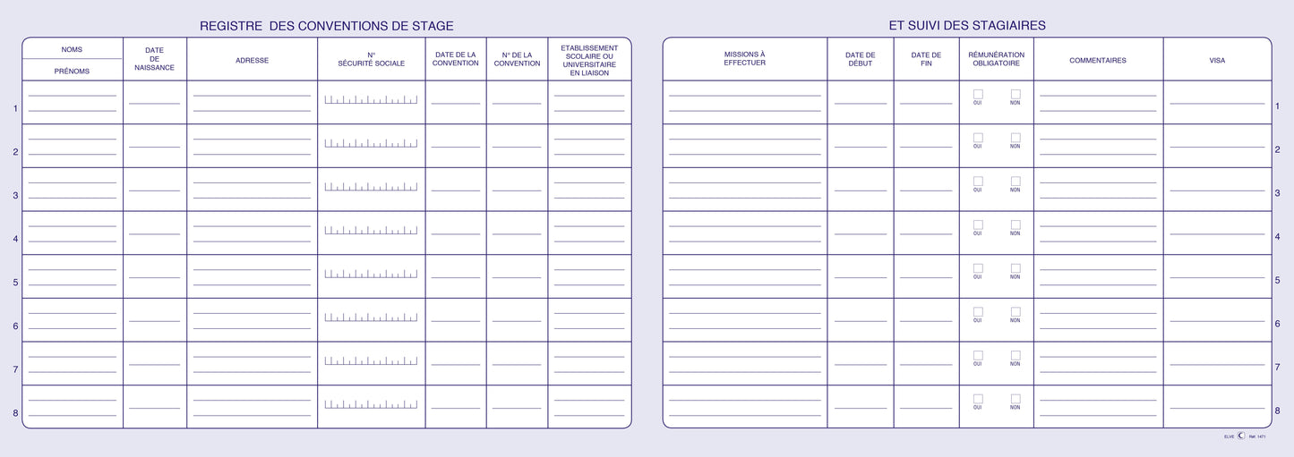 Registre convention de stages - Ref: 1471
