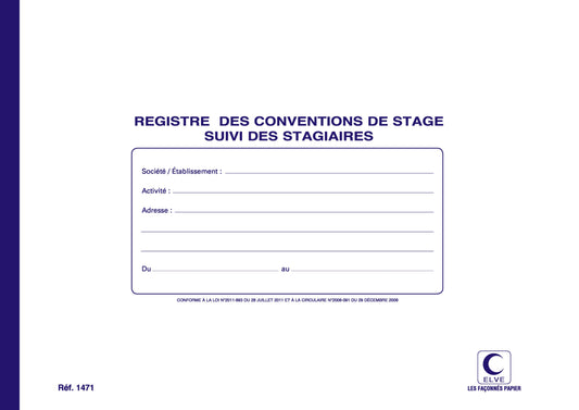 Registre convention de stages - Ref: 1471