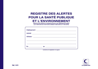 Registre des alertes - Ref : 1472