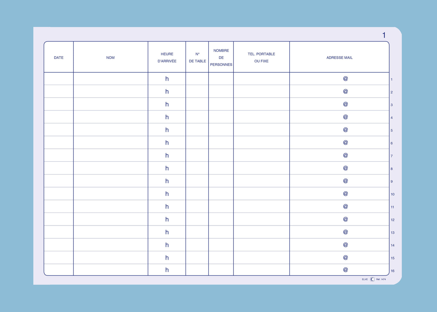Cahier suivi des contacts et rappels - Ref : 1474