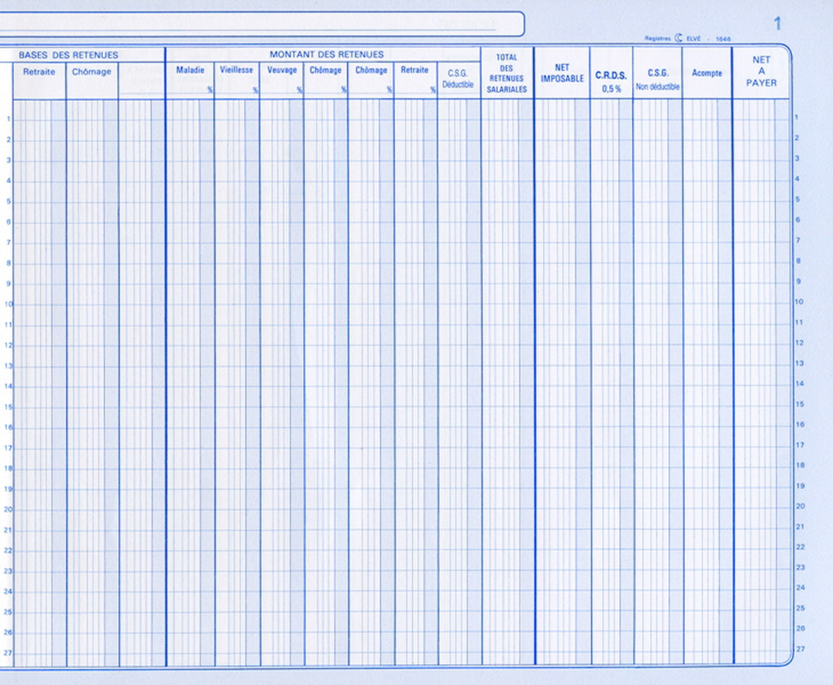 Livre de paye par mois - Ref : 1646