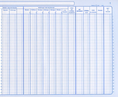 Livre de paye par mois - Ref : 1646