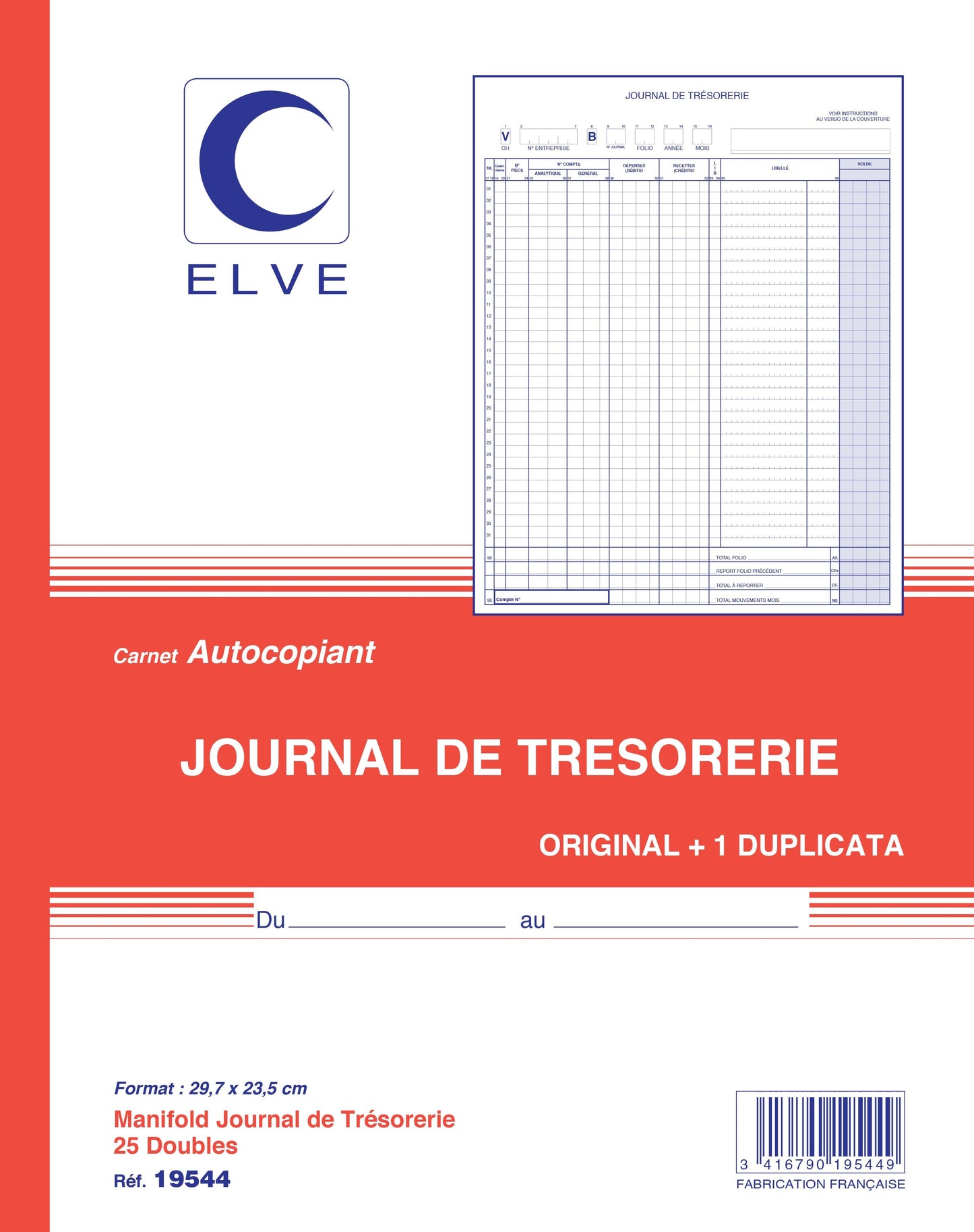 Ref: 19544 - Carnet "Trésorerie" - 297 x 235 - 25 dupli - Vendu par 5