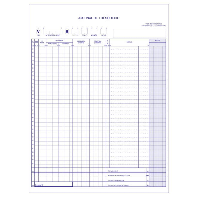 Ref: 19544 - Carnet "Trésorerie" - 297 x 235 - 25 dupli - Vendu par 5