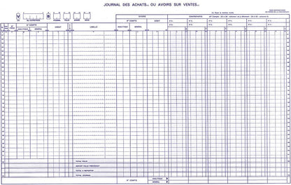 Ref: 19545 - Carnet "Journal de Trésorerie - achats ou avoirs sur ventes" - 297 x 476 - 25 dupli - Vendu par 5