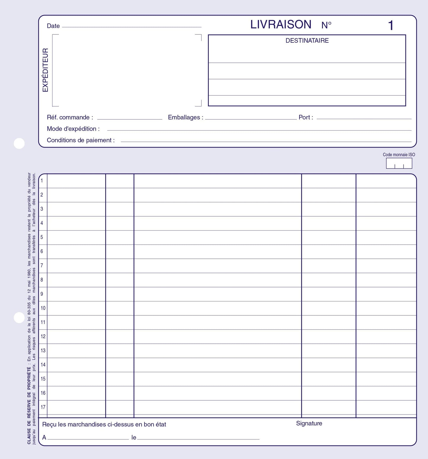 Ref: 2106 - Carnet "Livraisons" - 210 x 210 - 50 tripli - Vendu par 5