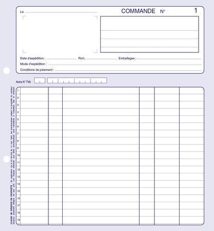 Ref: 2109 - Carnet "Commandes" - 210 x 210 - 50 dupli - Vendu par 5