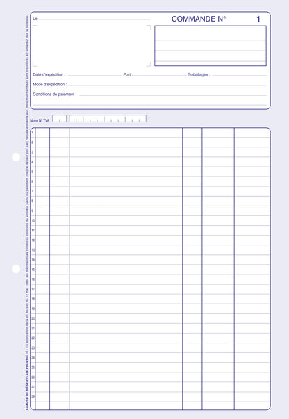Ref: 2111 - Carnet "Commandes" - A4 - 50 dupli - Vendu par 5