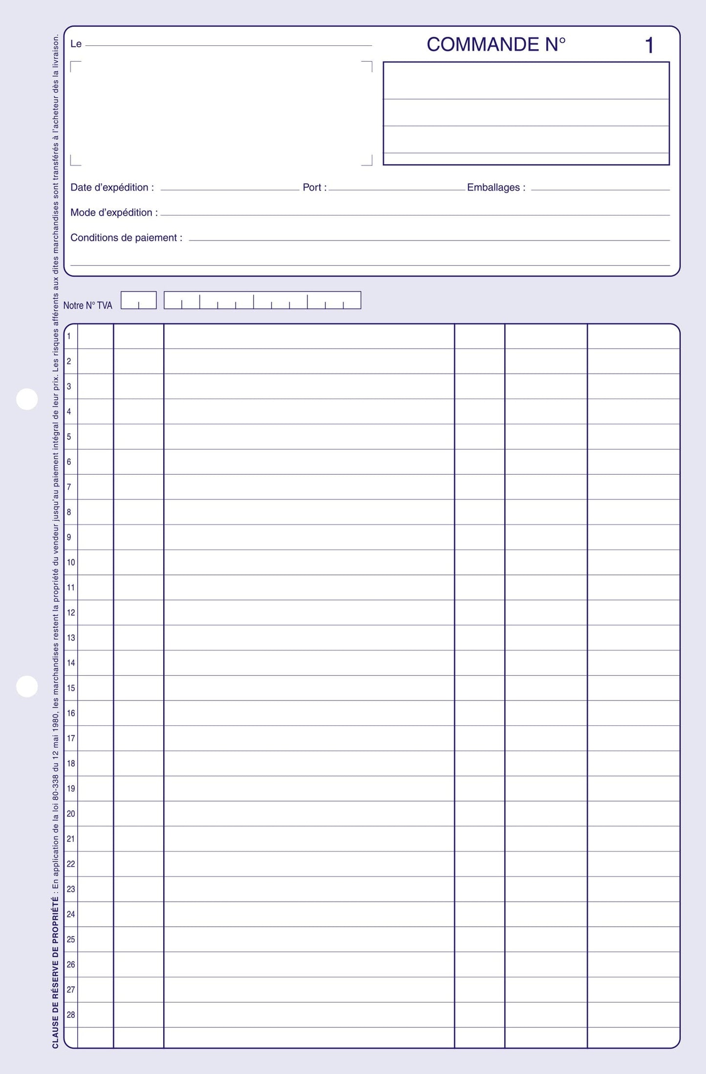 Ref: 2112 - Carnet "Commandes" - A4 - 50 tripli - Vendu par 5