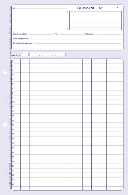 Ref: 2112 - Carnet "Commandes" - A4 - 50 tripli - Vendu par 5