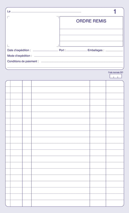 Ref: 2113 - Carnet "Ordres" - A5 - 50 dupli - vendu par 10