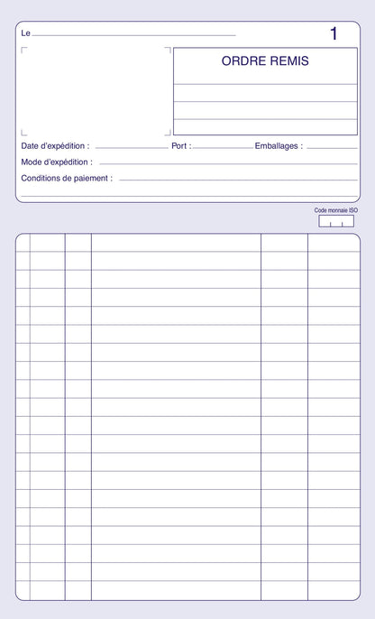 Ref: 2114 - Carnet "Ordres" - A5 - 50 tripli - vendu par 10