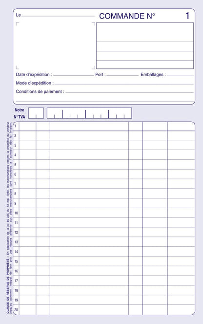 Ref: 2115 - Carnet "Commandes" - A5 - 50 dupli - vendu par 10